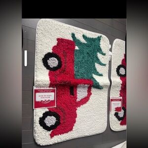 Festive Red Truck Bath Rug